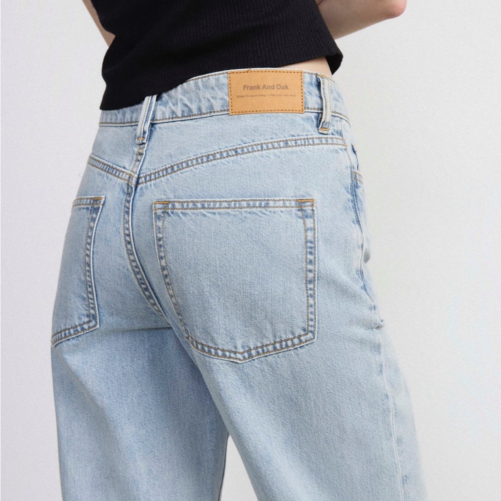 Frank & Oak Blue Straight Leg Courtney Jeans